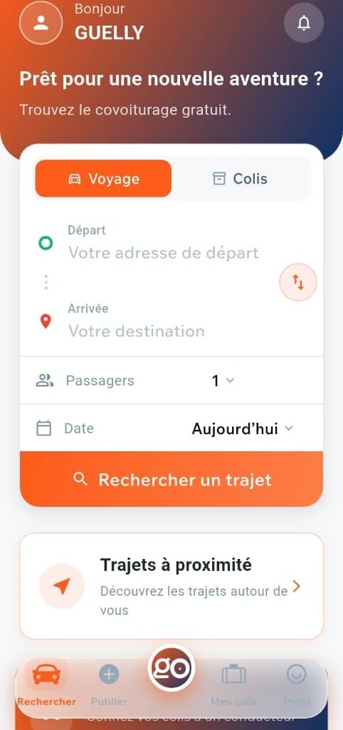 Application Onivaa — accueil et recherche